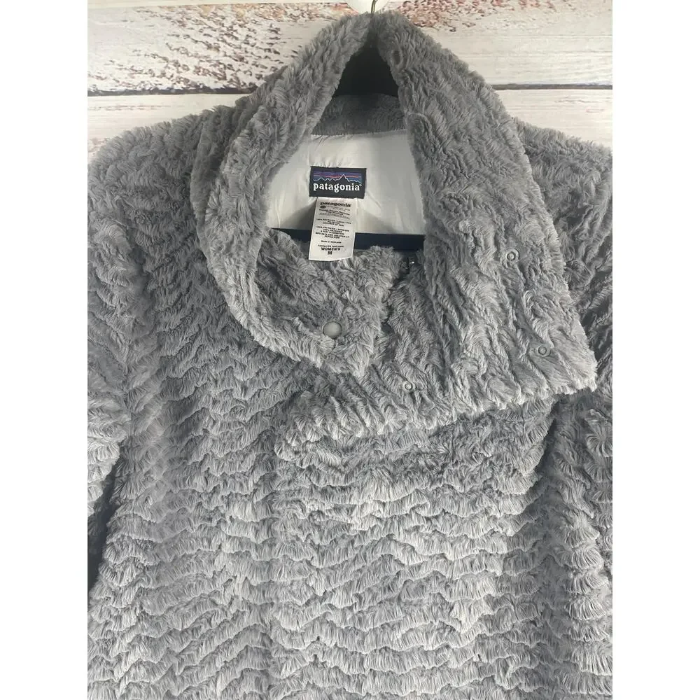 Patagonia Sweater Women's Size M Fuzzy Asymmetrical Snap Collar Pullover Cozy - Picture 3 of 7